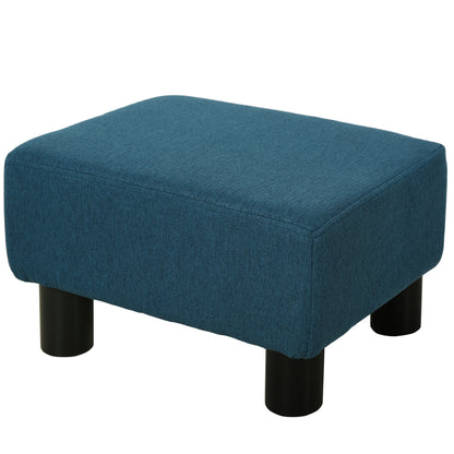 Rectangular Padded Footstool Pouf in Polyester and Plastic, 40x30x24 cm, Dark Blue