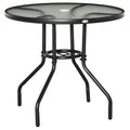 Outsunny Garden Table Round Coffee Table with Hole, 80cm, Black