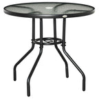 Outsunny Garden Table Round Coffee Table with Hole, 80cm, Black
