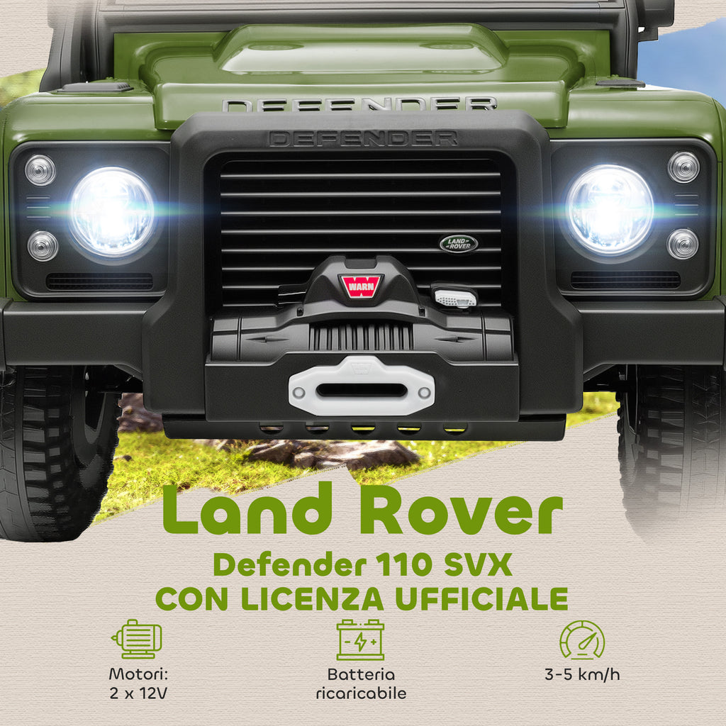 Electric Ride-On Car for Kids Ages 3-5, Land Rover Official 12V with Remote Control, Suspension, LED Lights, Green