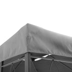 4x3m 2 Tier Polyester Gazebo Cover with Straps and 10 Drain Holes, Grey