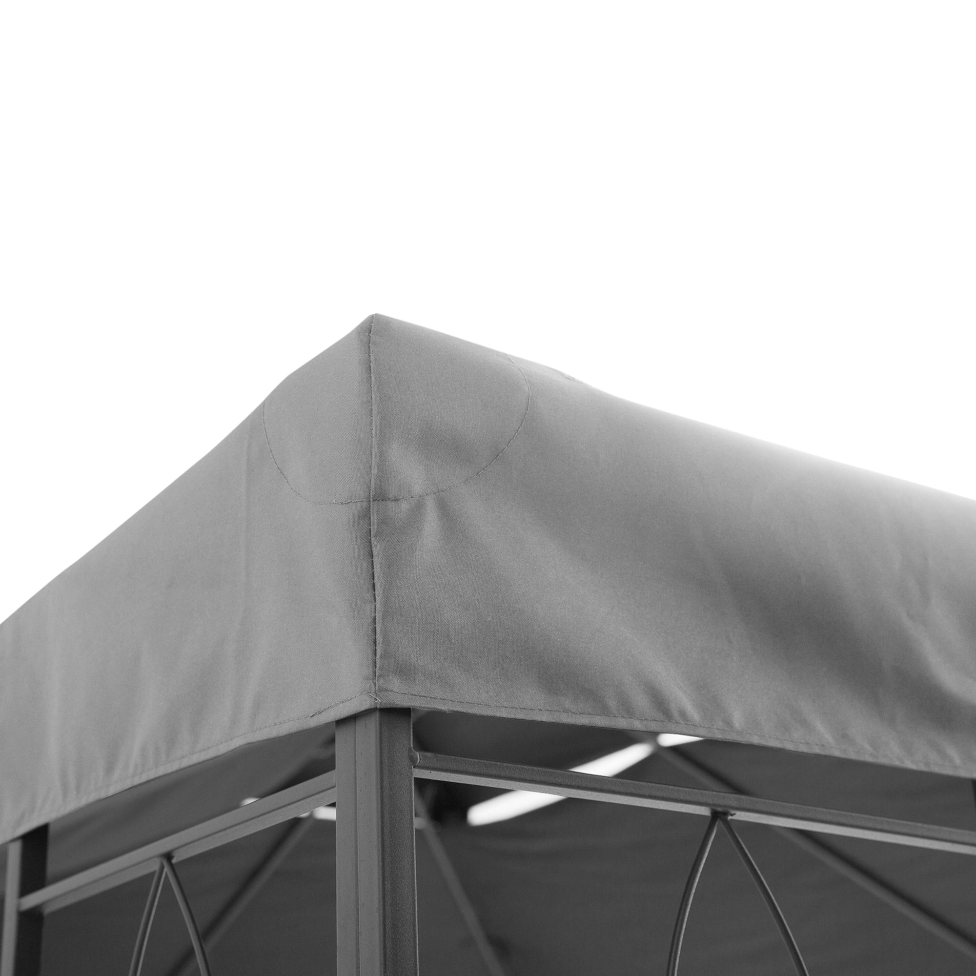 4x3m 2 Tier Polyester Gazebo Cover with Straps and 10 Drain Holes, Grey