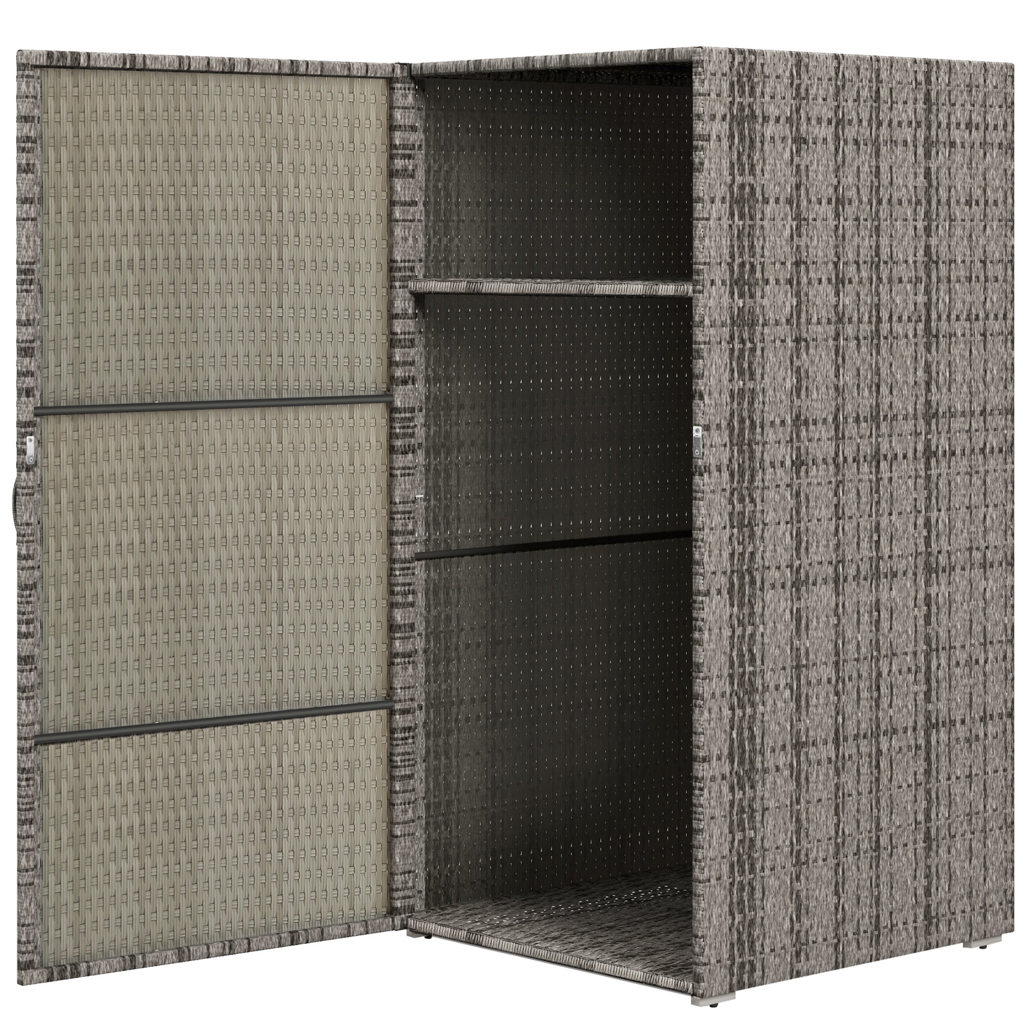 Outsunny garden wardrobe in Rattan pe with 2 rooms, 60x63x120cm, gray - Borgè