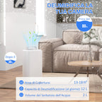 12L Portable Touch Dehumidifier with Drain Hose, Timer and Filter, in ABS, 28x18x50.6 cm, White