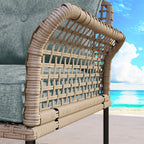 Rattan Garden Set 5-Piece with 2 Side Chairs, Central Chair and 2 Stools/Coffee Tables