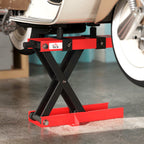 Steel Motorcycle Lift Stand Capacity 500kg, Foldable with Adjustable Height and Crank, Red