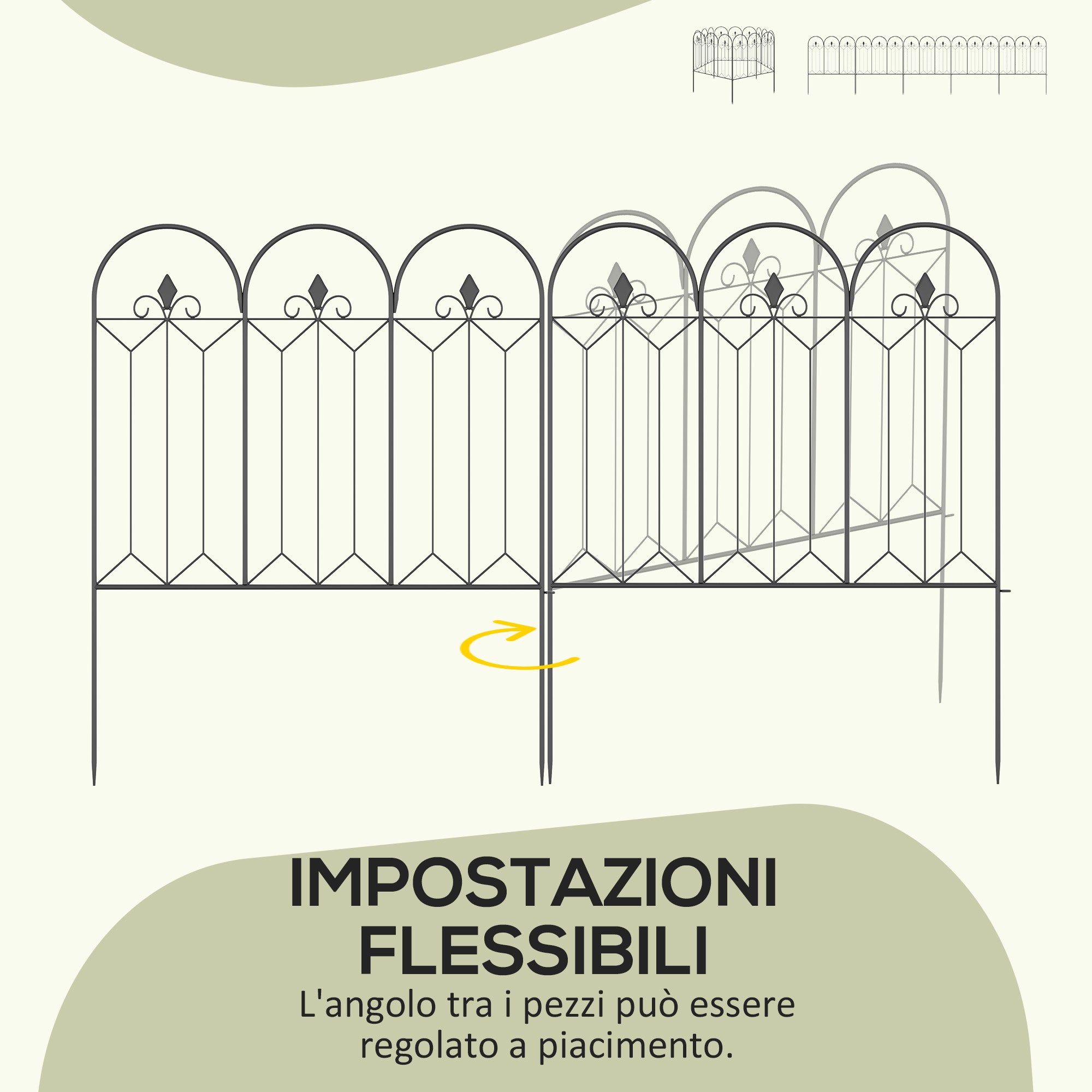 5-Panel Outdoor Metal Fence with Pickets, 305x79.5 cm, Black