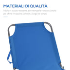 Outsunny Garden Lounger with 5-Position Adjustable Backrest, Folding Metal and Oxford Fabric Lounger, 187x55x24cm, Blue