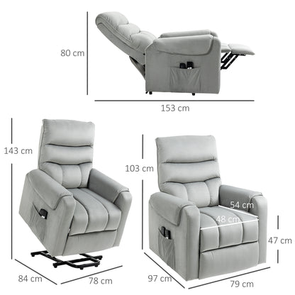 Relaxing Armchair with 135° Reclining, Massaging and Lifting with Remote Control, 79x97x103cm, Gray - Borgè