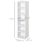 Set of 2 Bookcases CD and DVD Storage Shelf with 12 Shelves for 204 CDs, Wooden, 21x22.5x88.5 cm, White