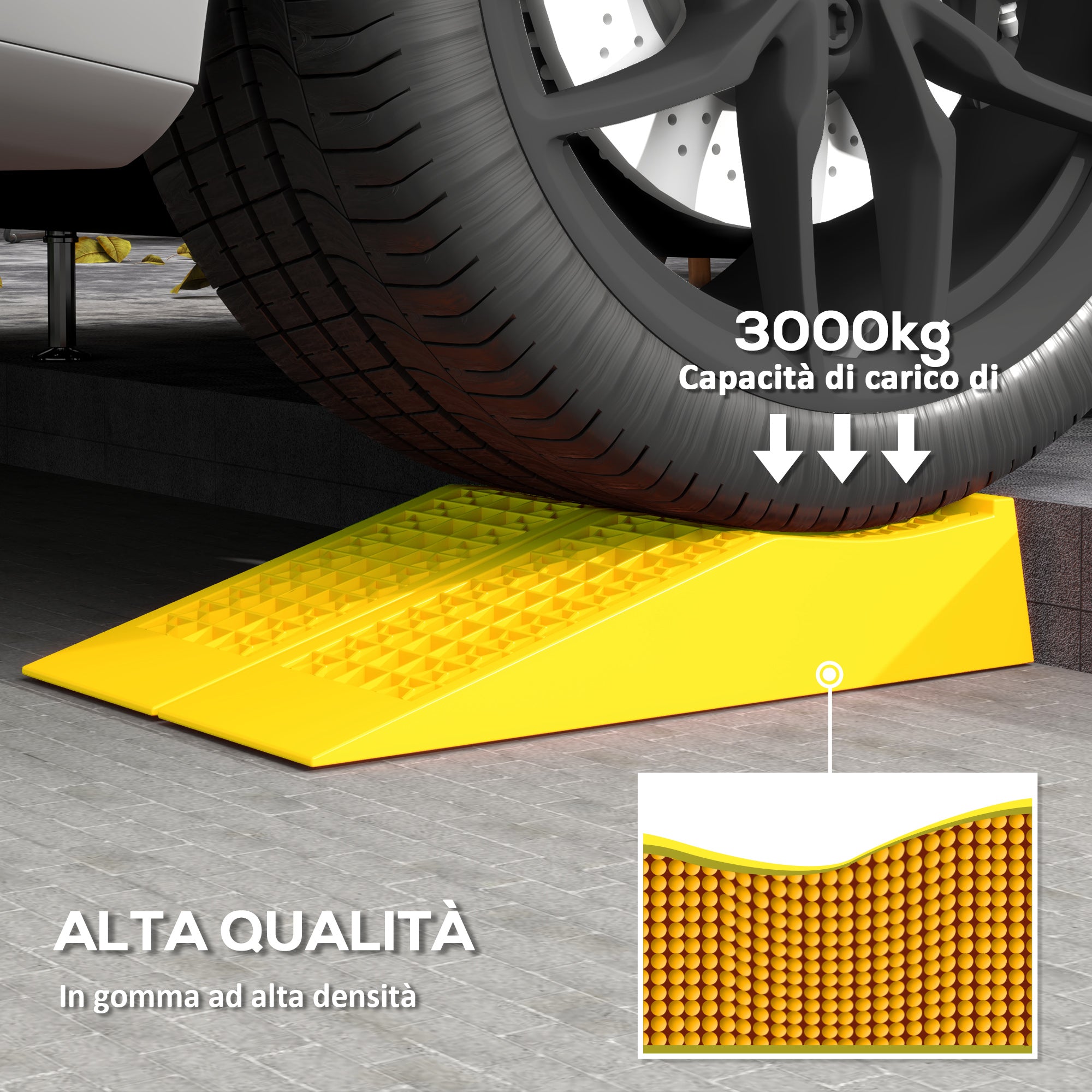 2-Pack 3-Ton Plastic Car Loading Ramps with Non-Slip Surface, Yellow