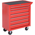 DURHAND Tool Cart with 7 Drawers, EVA Mats, Lock and 2 Keys, Wheels with Brakes, Handle, Red