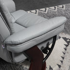 Reclining Footstool Chair with Headrest and Armrests, PU Leather and Steel, 85x82x106 cm, Grey