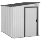Metal Tool Shed 1.5x2m with Base, Sliding Door and Sloping Roof, White