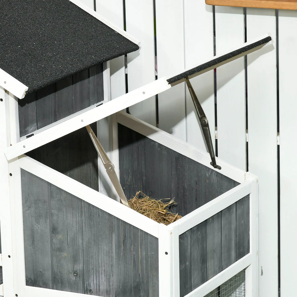 Wooden Chicken Coop with Open Area, House and Nest, 161.5x62. 5x115cm, Grey - Borge' Group Limited