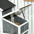 Wooden Chicken Coop with Open Area, House and Nest, 161.5x62. 5x115cm, Grey - Borge' Group Limited
