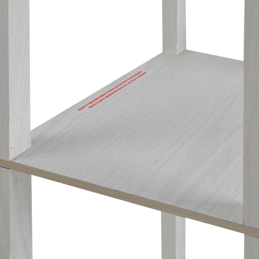 40W Floor Lamp with 3 Shelves and Foot Switch, Made of Wood and Acrylic, 26x26x160 cm, White