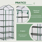Outsunny 5-Tier Steel Mini Greenhouse for Garden and Terrace Plants with PVC Cover, 69x49x193 cm, Green