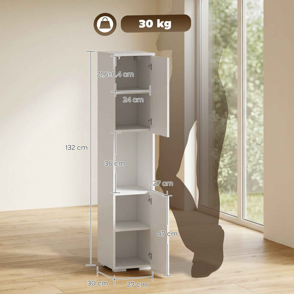 HOMCOM Slim 5-Tier Multimedia Cabinet with Adjustable Shelves, White
