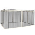 Outsunny Universal Replacement Gazebo Mosquito Net with Zippers, 335x207cm - Black and Beige