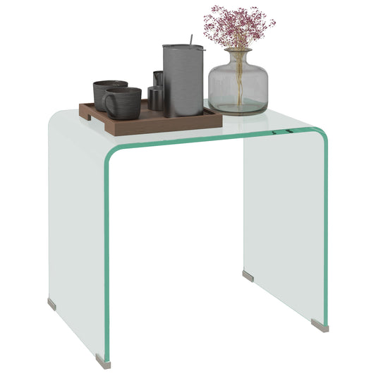 Modern Tempered Glass Coffee Table for the Living Room with Monobloc Design, 50x40x45 cm, Transparent