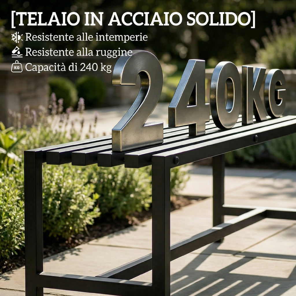 Outsunny Modern Industrial Outdoor Bench for Patio and Garden, Backless, Black