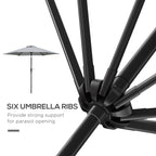 Tilting Garden Umbrella 2.3x2m with Crank Opening and 6 Ribs, Gray - Borgè