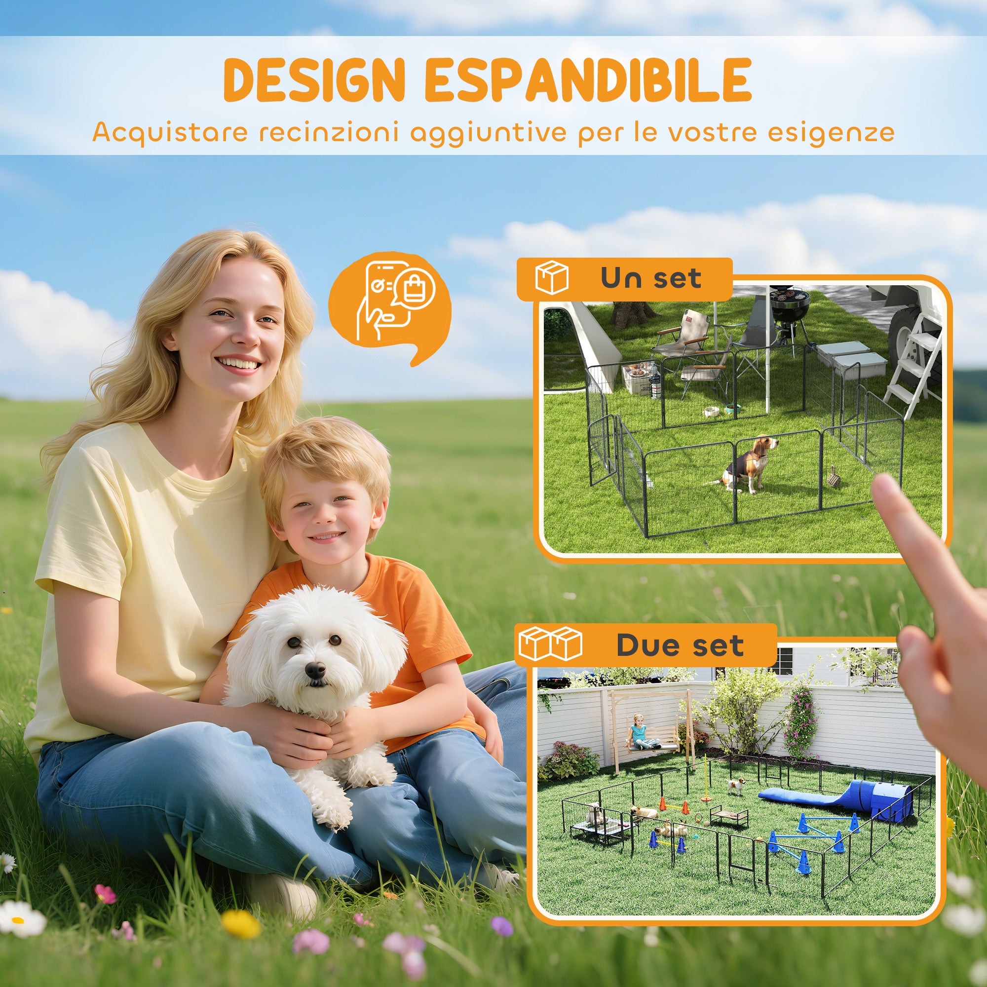 12-Panel Modular Dog Playpen, 80 x 1.5 x 80 cm, Foldable with Steel Door, 12 Pegs, Grey