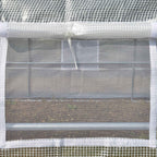 Outsunny Tunnel Greenhouse with Door, Panels and 8 Roller Windows, in Galvanized Steel and PE, 3.97x3x2 m, White