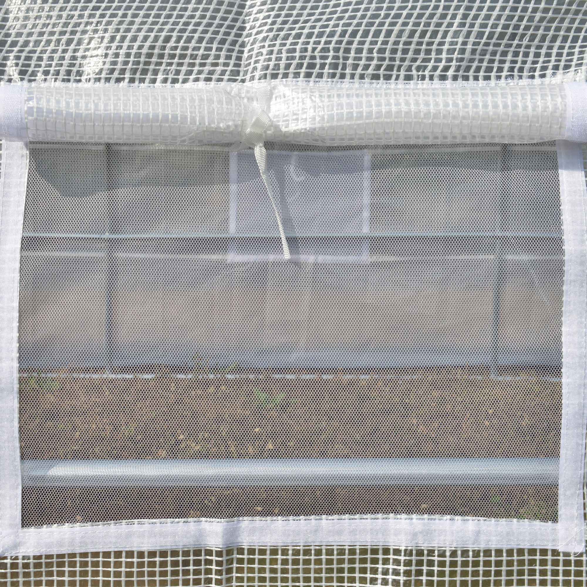 Outsunny Tunnel Greenhouse with Door, Panels and 8 Roller Windows, in Galvanized Steel and PE, 3.97x3x2 m, White