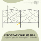 5-Panel Outdoor Metal Fence with Posts, 305x62 cm, Black