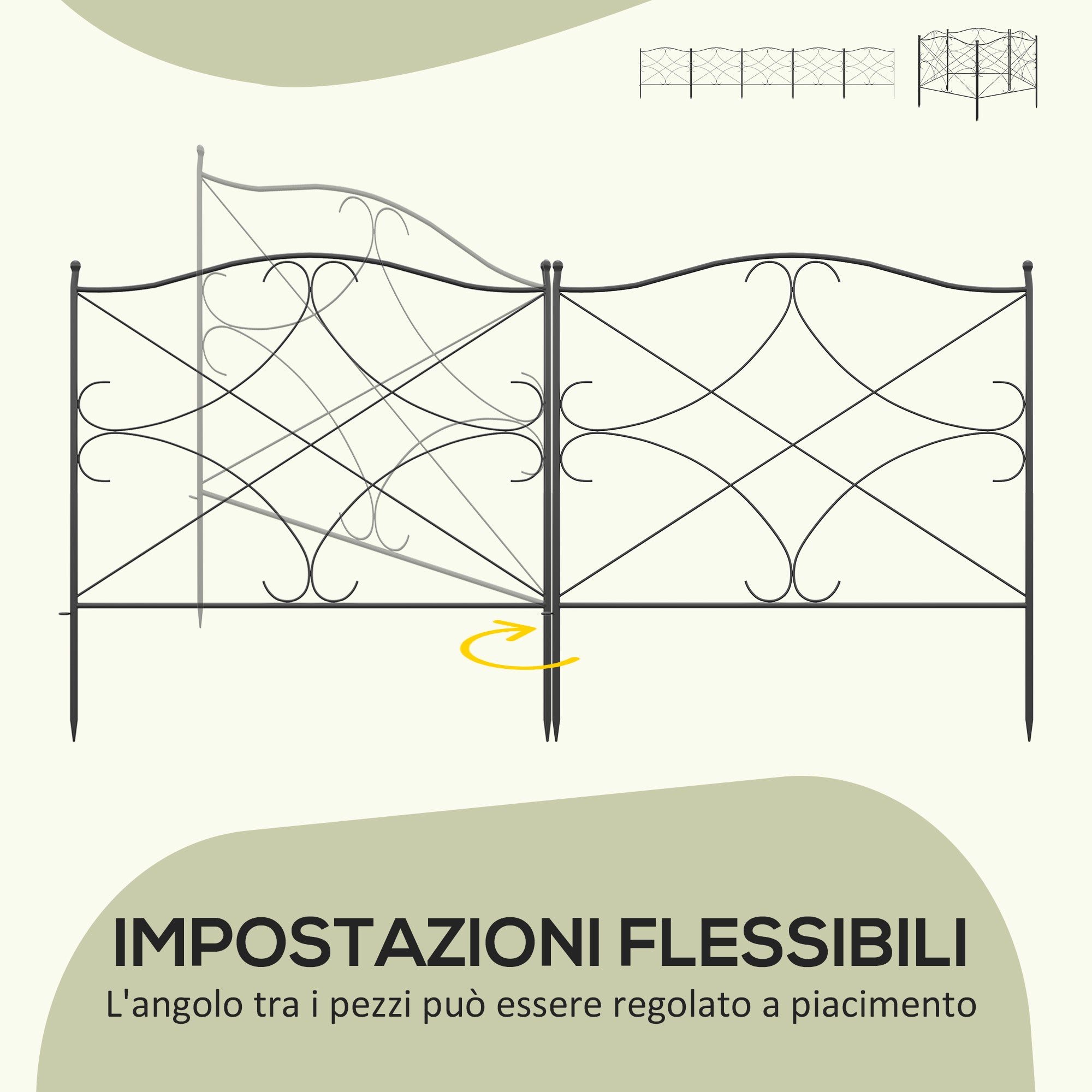 5-Panel Outdoor Metal Fence with Posts, 305x62 cm, Black