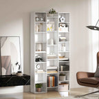 HOMCOM Modern Wooden Bookcase, 181 cm High, with 21 Compartments and 10 Adjustable Shelves, White