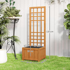 Planter with Trellis for Climbing with Drainage Hole and Lining, Wooden, 40x40x120 cm, Brown