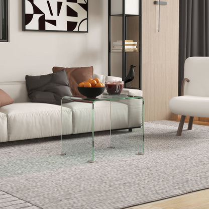 Modern Tempered Glass Coffee Table for the Living Room with Monobloc Design, 50x40x45 cm, Transparent