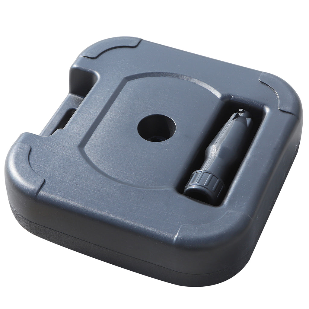 HDPE Garden Umbrella Base, Umbrella Base with Handle, Umbrella Stand with Ø38mm Poles, Fillable with 20kg of Water and 30kg of Sand, Black