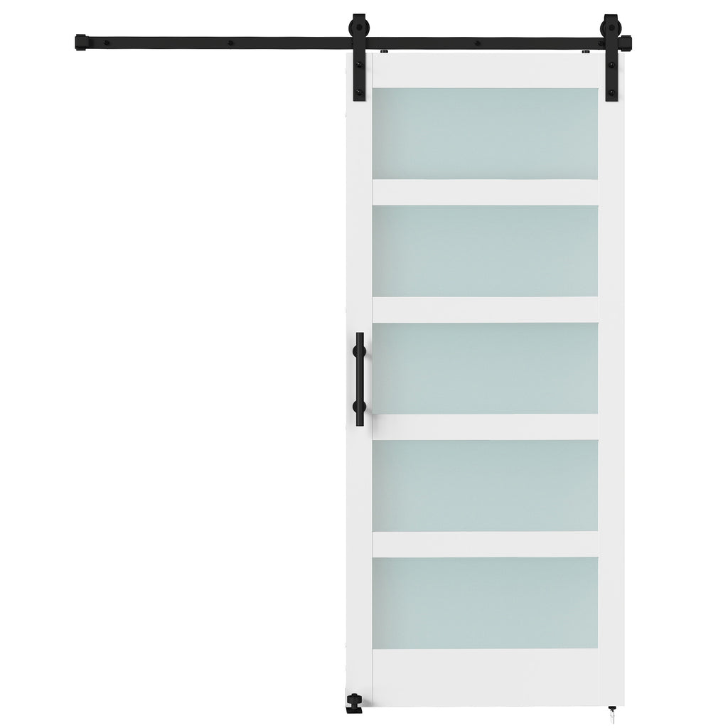 HOMCOM Sliding Door in Satin Glass with Track and Hardware Kit, in Wood, 91.2x3.5x213.4 cm, Multicolor