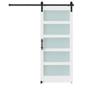 HOMCOM Sliding Door in Satin Glass with Track and Hardware Kit, in Wood, 91.2x3.5x213.4 cm, Multicolor