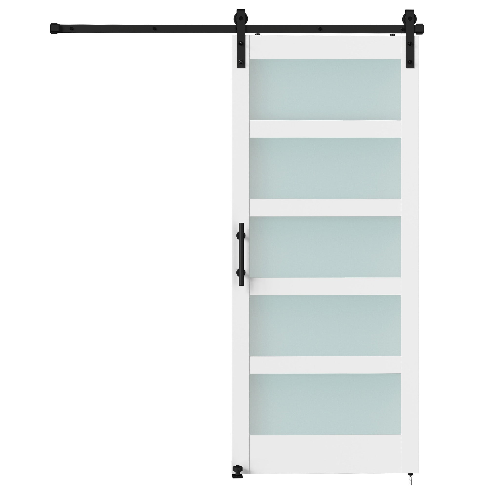 HOMCOM Sliding Door in Satin Glass with Track and Hardware Kit, in Wood, 91.2x3.5x213.4 cm, Multicolor