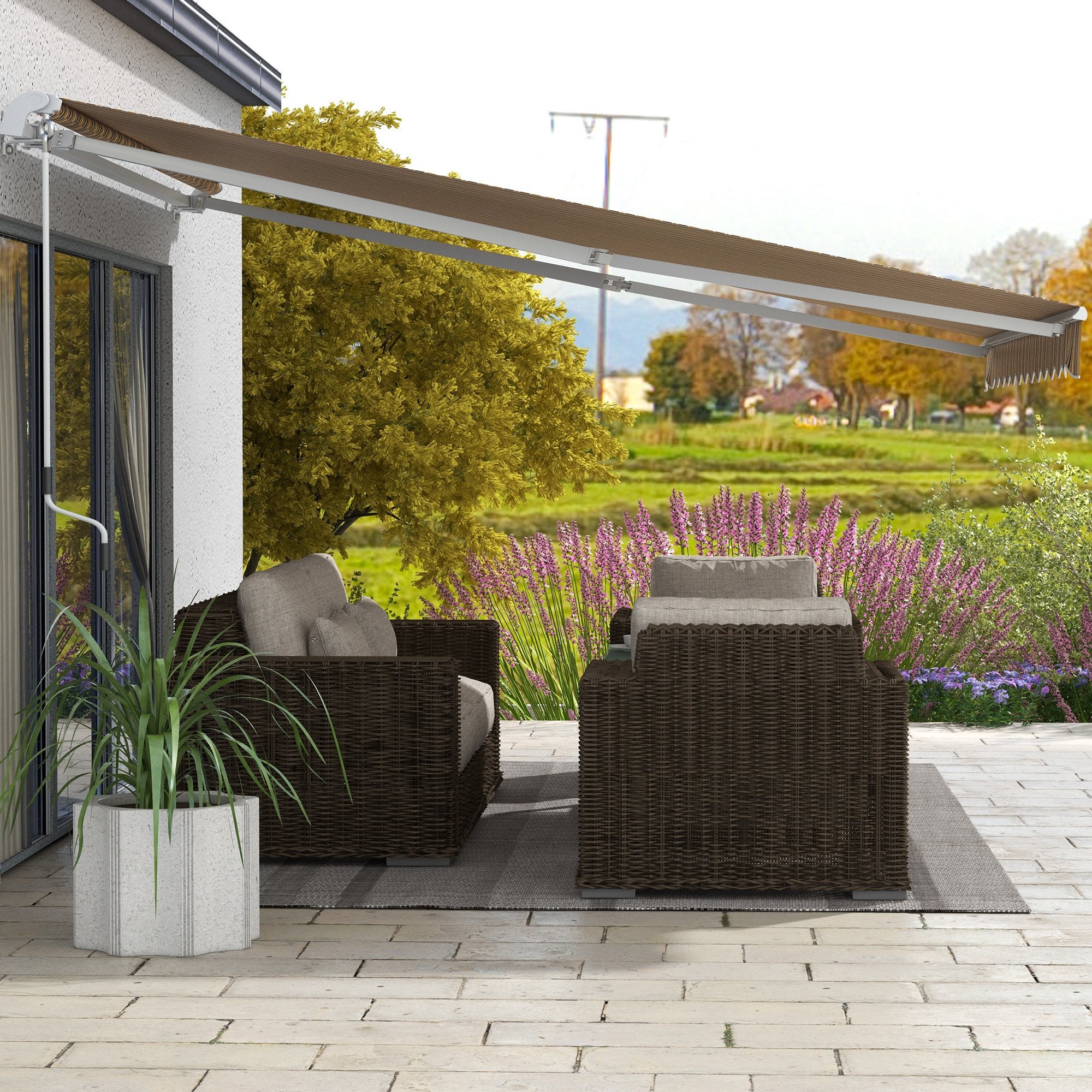 Outdoor Awning with Crank Arms, 350x250 cm, Yellow