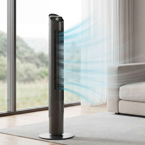 HOMCOM 116cm Tower Fan, WiFi App Control, Bedroom Fan, Black