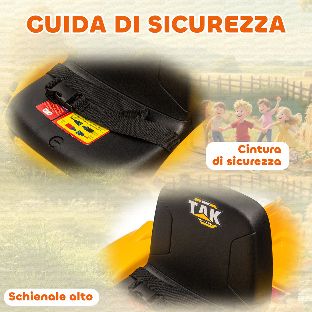AIYAPLAY 12V Electric Excavator for Kids with Bucket, Trailer and Remote Control, Ages 3-8 Years, Yellow
