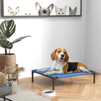 Foldable Raised Dog Bed for Indoor and Outdoor Use in Metal and Oxford Fabric, 76x61x18 cm, Blue