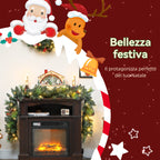 180cm Christmas Garland with Snow-Covered Branches and 30 White Lights, Pine Cones and Berries for Indoors