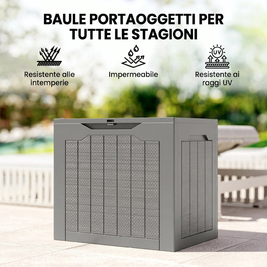 Outsunny Waterproof Garden Storage Box with Handles, PP, 56x41x50 cm, Khaki