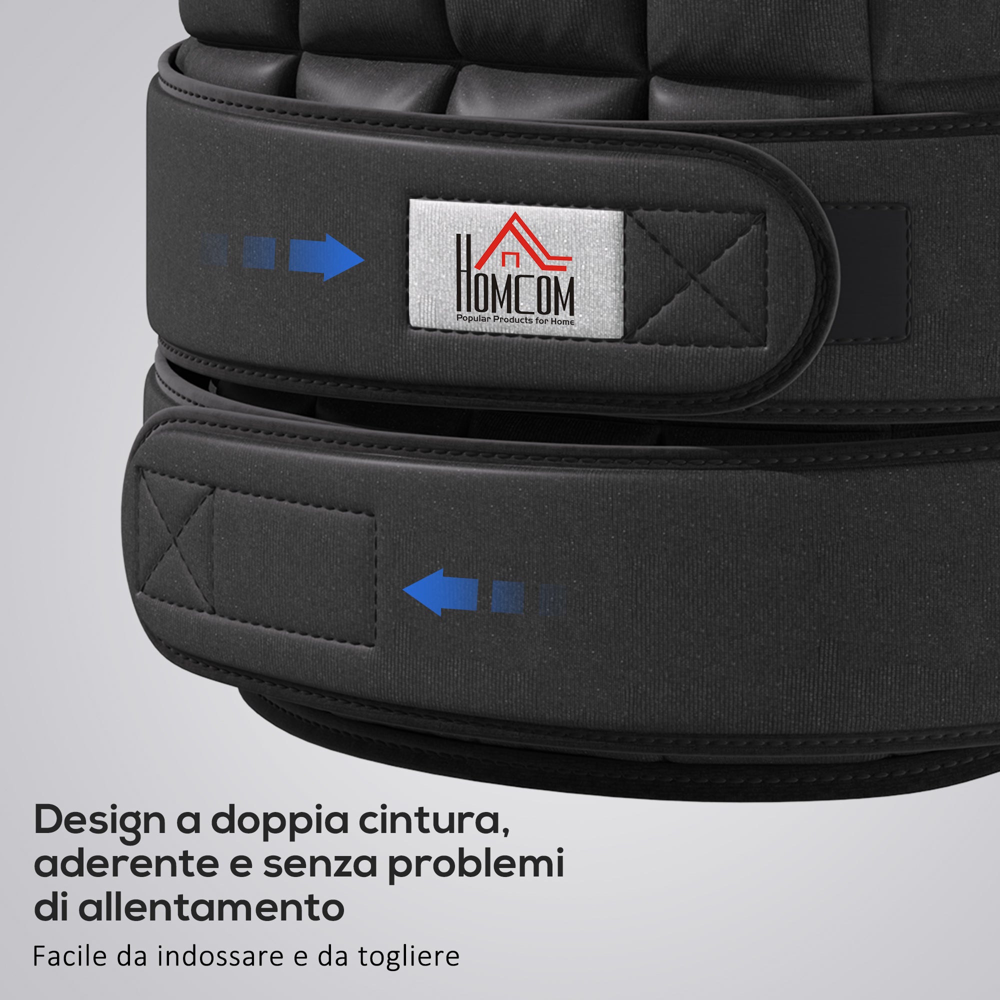 Unisex Weighted Vest 20kg, 38 Individual Weights, Padding, Velcro Closures, Black