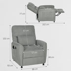 Recliner Chair with Heat, 8 Massage Points and 5 Modes, Chenille Fabric, Charcoal Grey