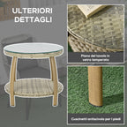 Outsunny Rattan Garden Lounge with 2 Armchairs with Cushions and Glass Table, Brown and Gray - Borgè