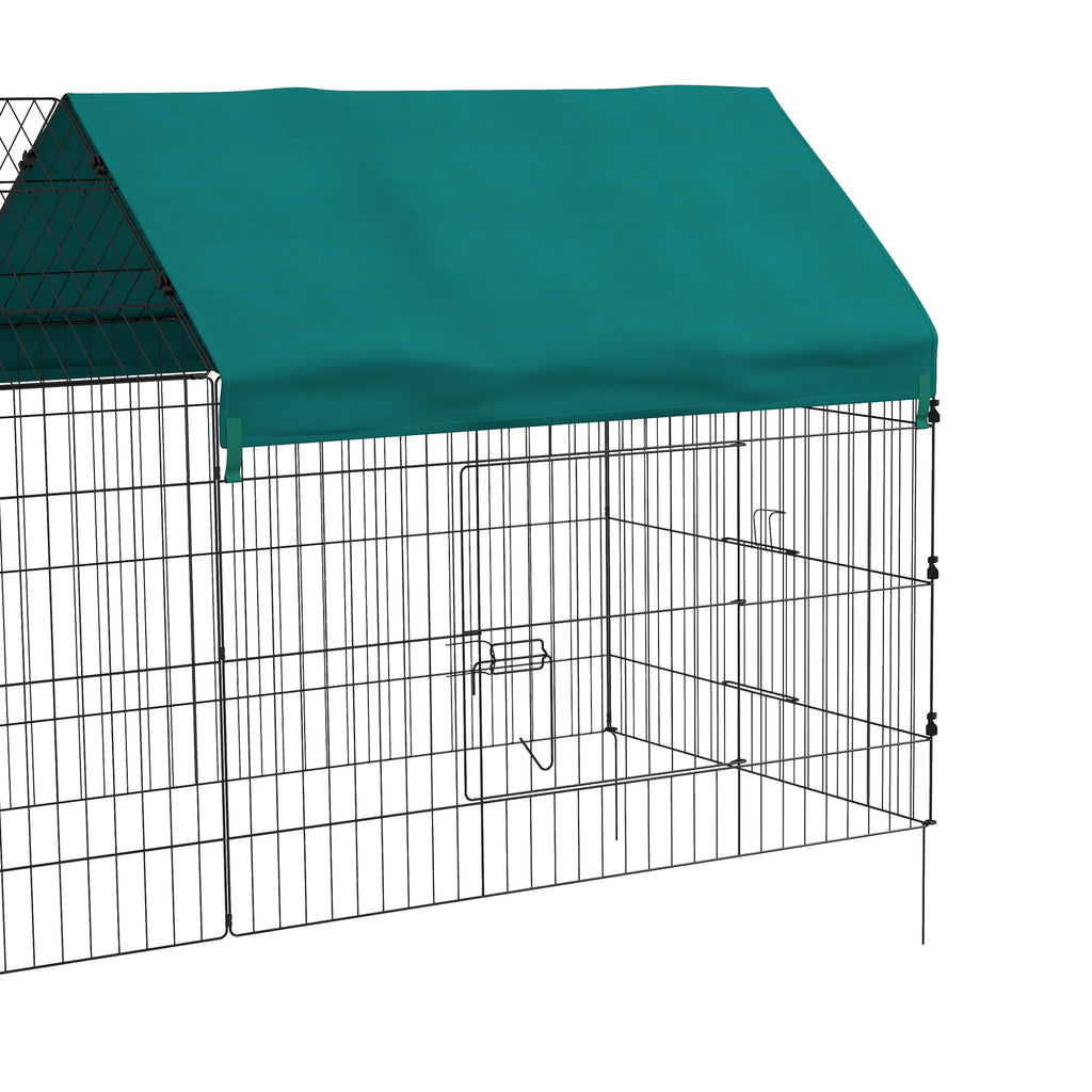 Pawhut cage for outdoor rabbits and interior with a house with roof, 220x85x103cm, green - Borgè