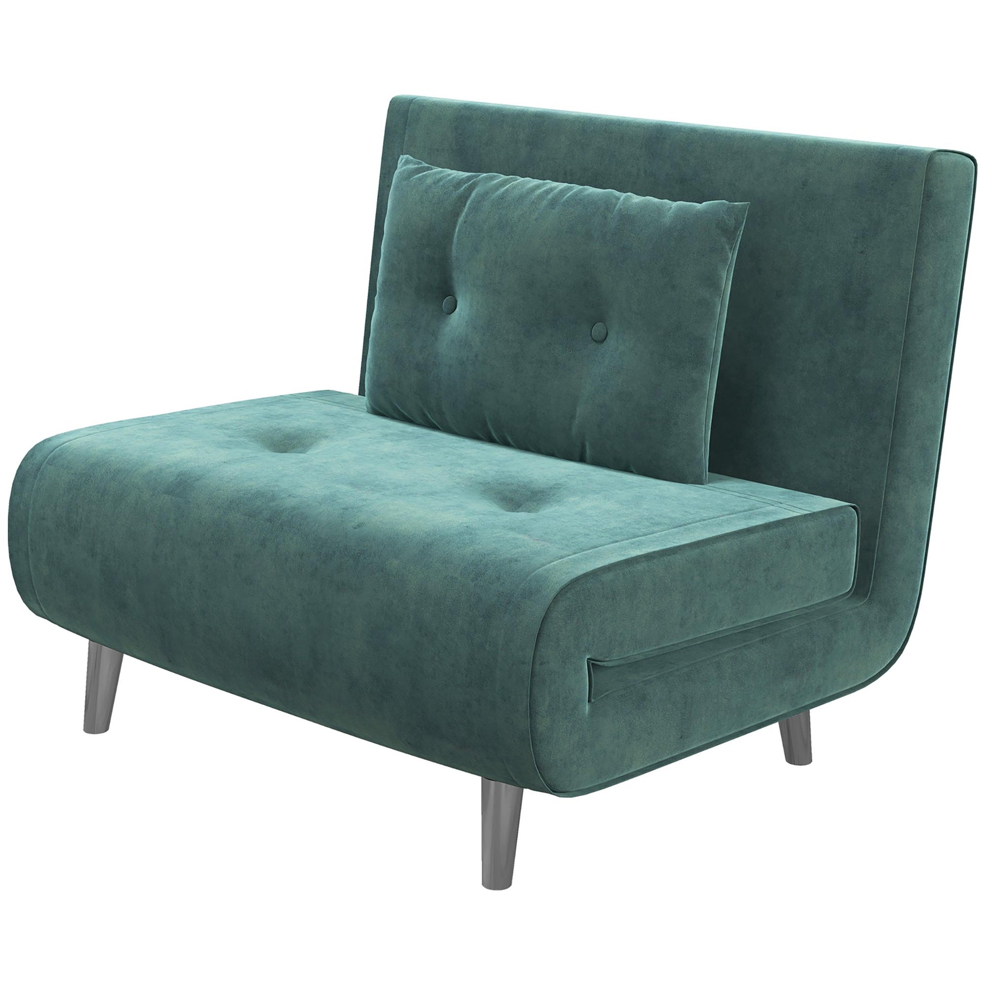 Homcom Single Bed Armchair With Velvet Reclinable Back, 100x88x83cm, Dark Green - Borgè